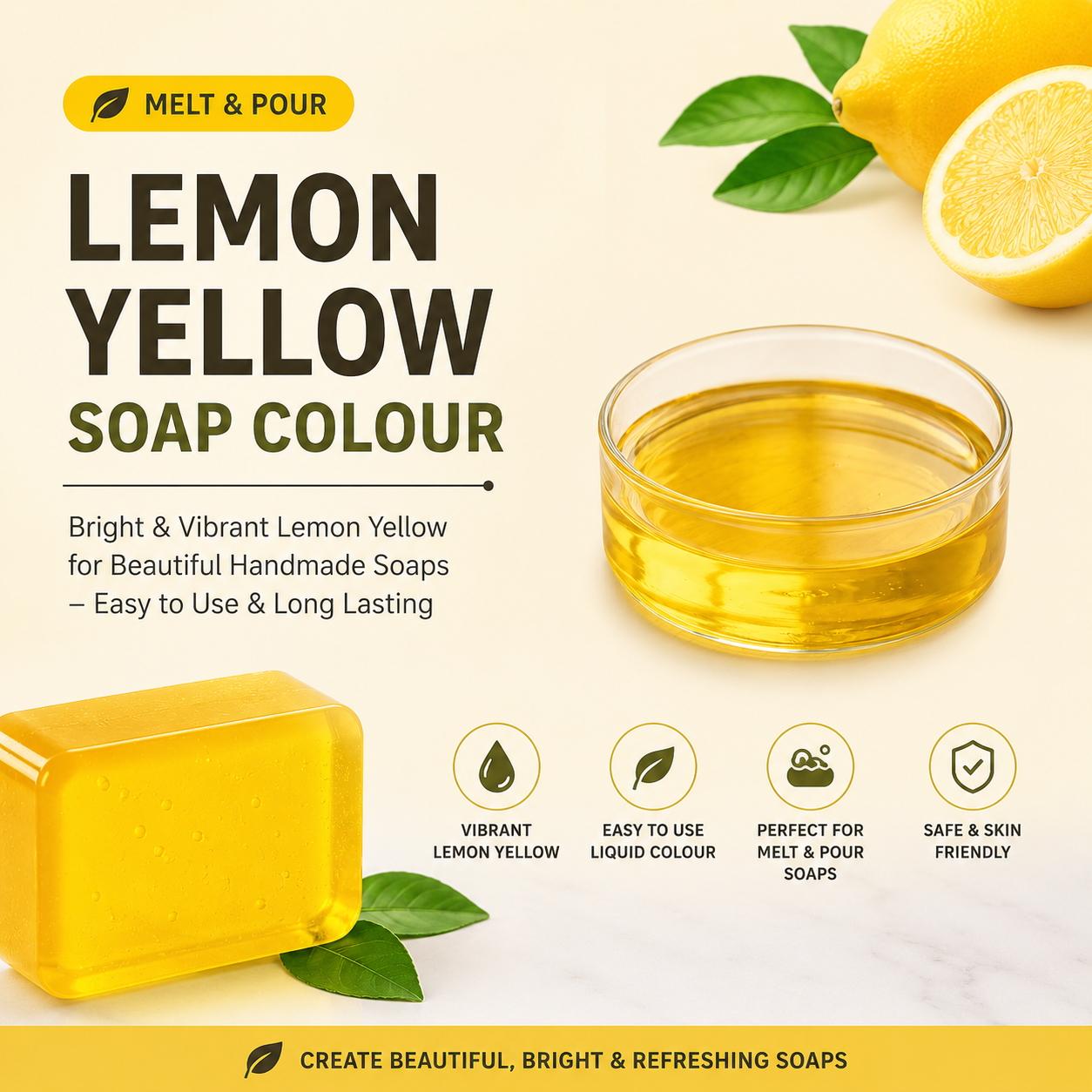 lemon yellow soap colour for melt and pour soap, MP soap, Soap colours