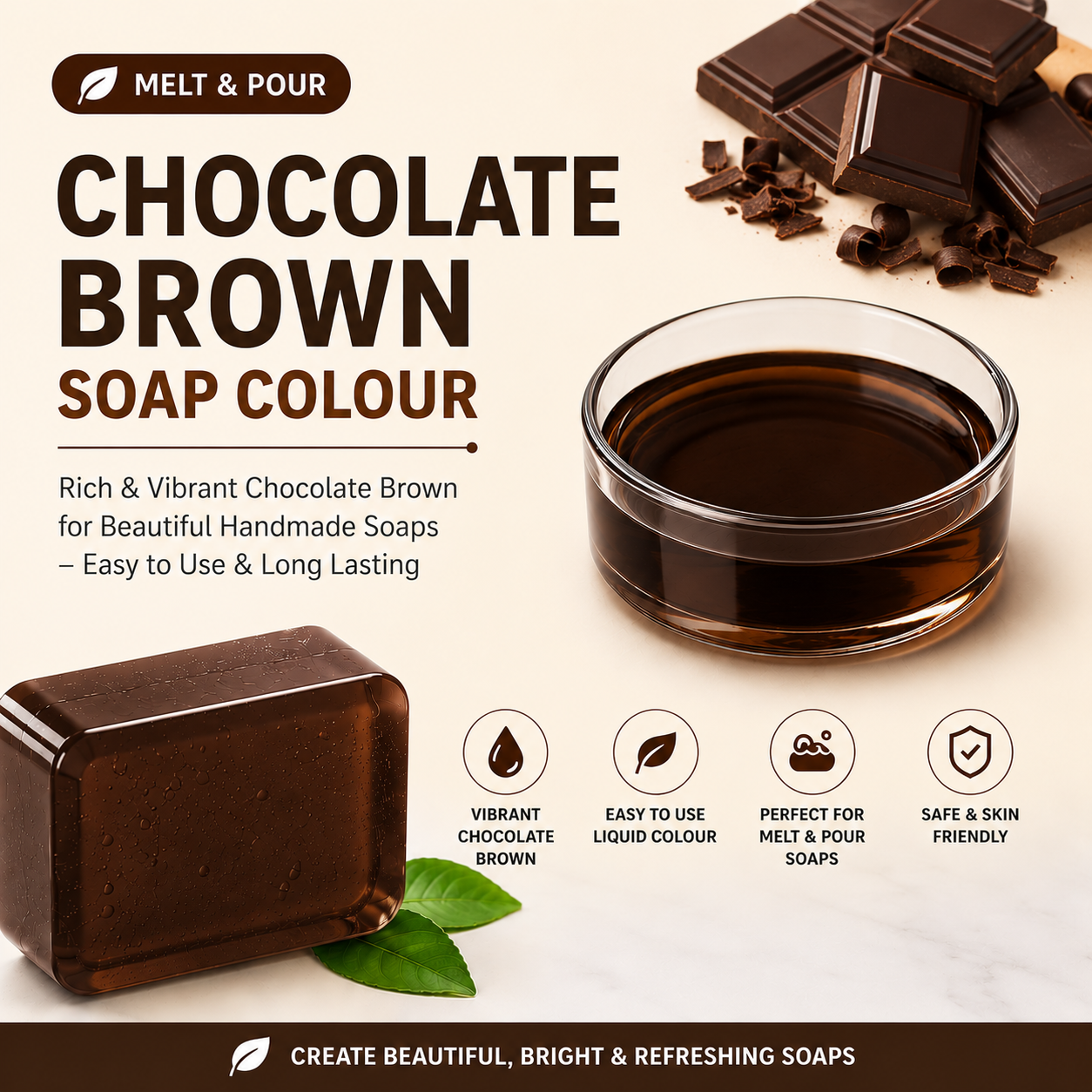 chocolate brown liquid soap colour, melt and pour soap, mp soap colour, soap colour