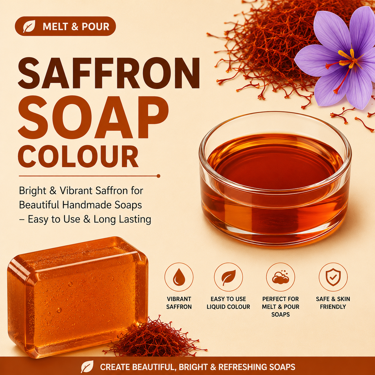 Saffron Liquid Soap Colour, mp soap colour, melt and pour soap colour, soap colour
